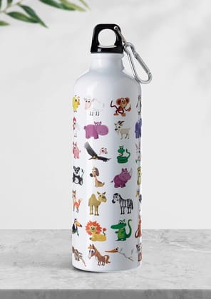 Weshopaholic Sublimation Printed Aluminium Water Bottle 750 ML (Zoo Animal)