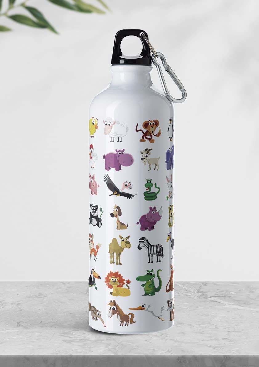 Weshopaholic Sublimation Printed Aluminium Water Bottle 750 ML (Zoo Animal)