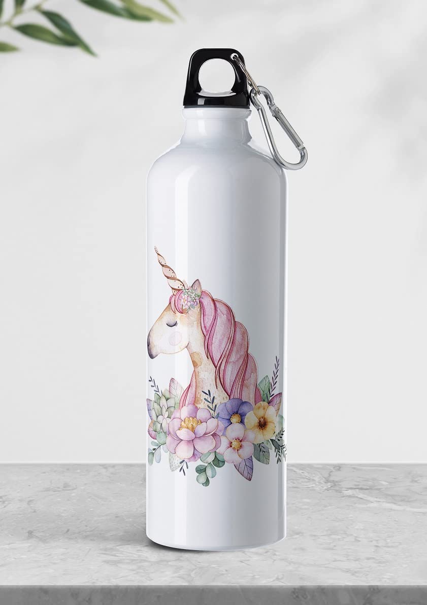 Weshopaholic Sublimation Printed Aluminium Water Bottle 750 ML (Believe In Unicorn)