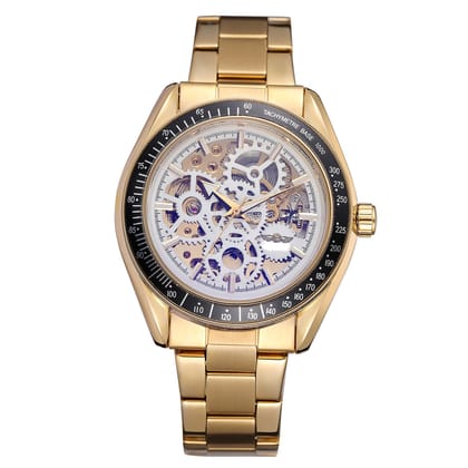 Winner Golden Business Automatic Mechanical Luxurious Movement Analog Watch Automatized See Through Glass Back Self Winding Wrist Pulses Highlighted For Men