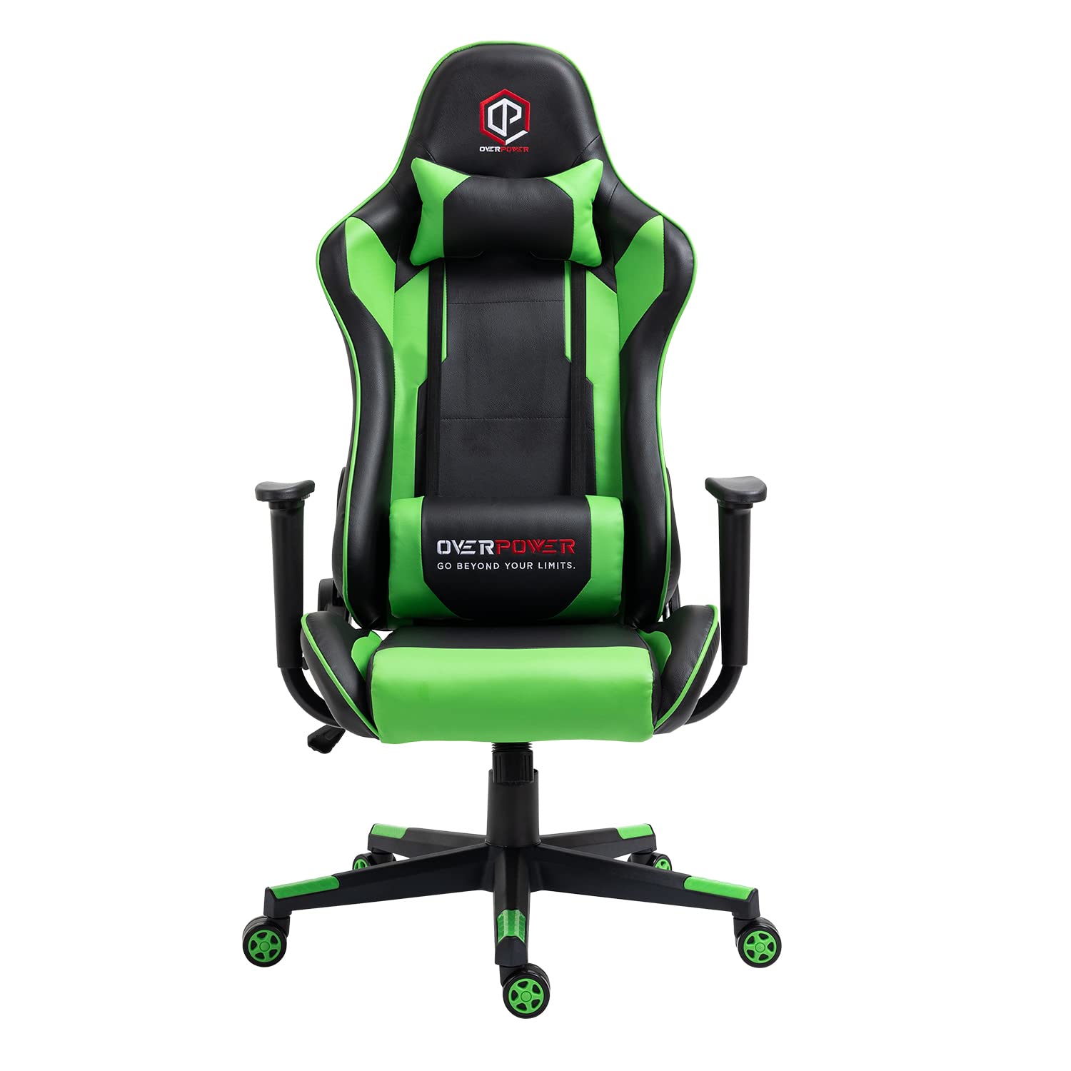 OVERPOWER Gaming Chair Ergonomic Seat with Headrest Leather Gaming Chair Gaming Chair ( green, black)