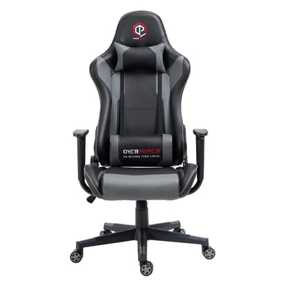 OVERPOWER Gaming Chair Ergonomic Seat with Headrest Leather Gaming Chair Gaming Chair  (Grey, Black)