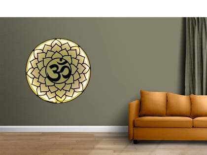 EU Metal Wall Art with LED Light for Home Decor - Unique Wall Art Decor for Living Room,Art Room and Temple/Kids Room -Stylish Wall Hangings and Decorative Items to Elevate Your Space (Om)