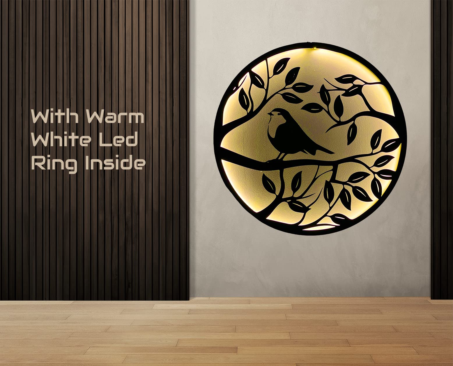 EU Metal Wall Art with LED Light for Home Decor - Unique Wall Art Decor for Living Room,Art Room and Temple/Kids Room -Stylish Wall Hangings and Decorative Items to Elevate Your Space (Bird)