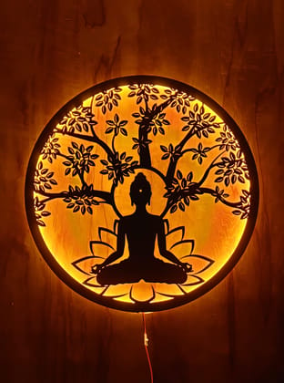 EU Buddha Metal Wall Art with LED Strip,(50x50cm Perfect Zen Buddhism Buddha Gift for Living Room, Temple & House Decor-Stunning Buddha Wall Hanging, Ideal Buddha DIY wall art Gift Item to Present