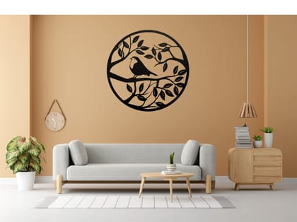 EU:-Bird on Tree Branch Metal Wall Art - CNC Laser Cut, Fade and Water Resistant, LED Light Included - Perfect for Art Rooms, Living Rooms, Kids Room, Restaurants, Offices, Impressive Gift