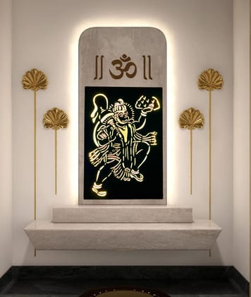 EU Hanuman Metal Wall Art Hanging with LED for Home, Temple, Mandir, living room, & Hospitality Spaces - Gift for Anniversaries, Birthdays, Diwali, Parents, Metal Laser CNC Wall Art 50x40 Size