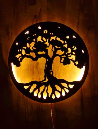 Handicraft Metal Tree Wall Hanging Decor with LED Light, Wall Decor Tree with led, Wall Hanging Tree, Wall Tree led Iron Wall Hanging Big LED Gold Tree for Home decor,Living Room Wall (size 50X50CM)