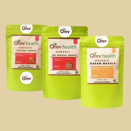 Orev Health Organic Pav Bhaji, Dal Makhani and Garam Masala - 300gm (100gm * 3pack)