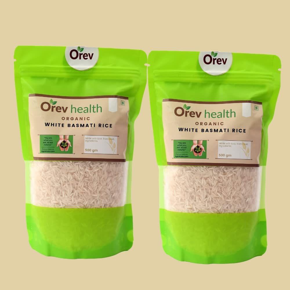 Orev Health Organic White Basmati Rice 1kg (Pack of 2x500gm)