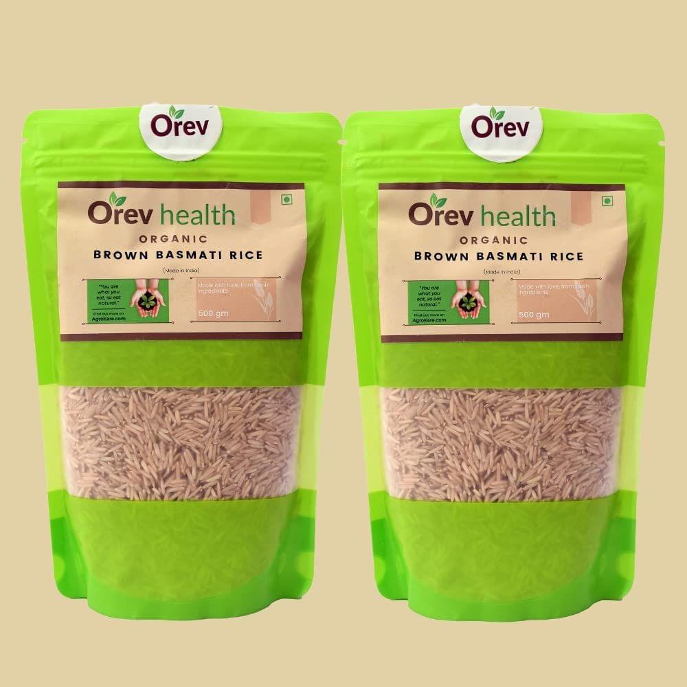 Orev Healh Organic Brown Basmati Rice 1Kg (Pack of 2x500gm)