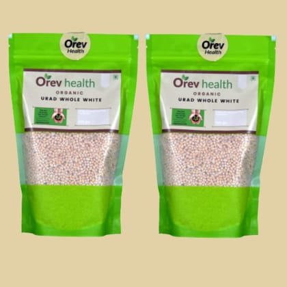 Orev Health Organic Urad Whole White 1 Kg (Pack of 2x500)