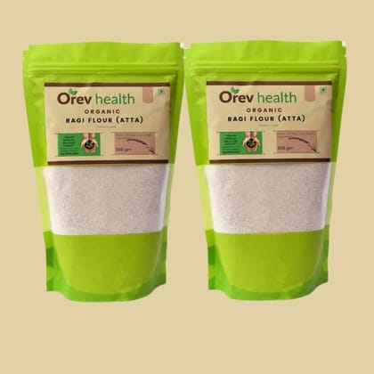 Orev Health Organic Ragi Flour 1 Kg (Pack of 2x500gm)