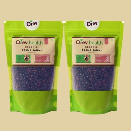 Orev Health Organic Rajma Jammu 1 Kg (Pack of 2x500gm)