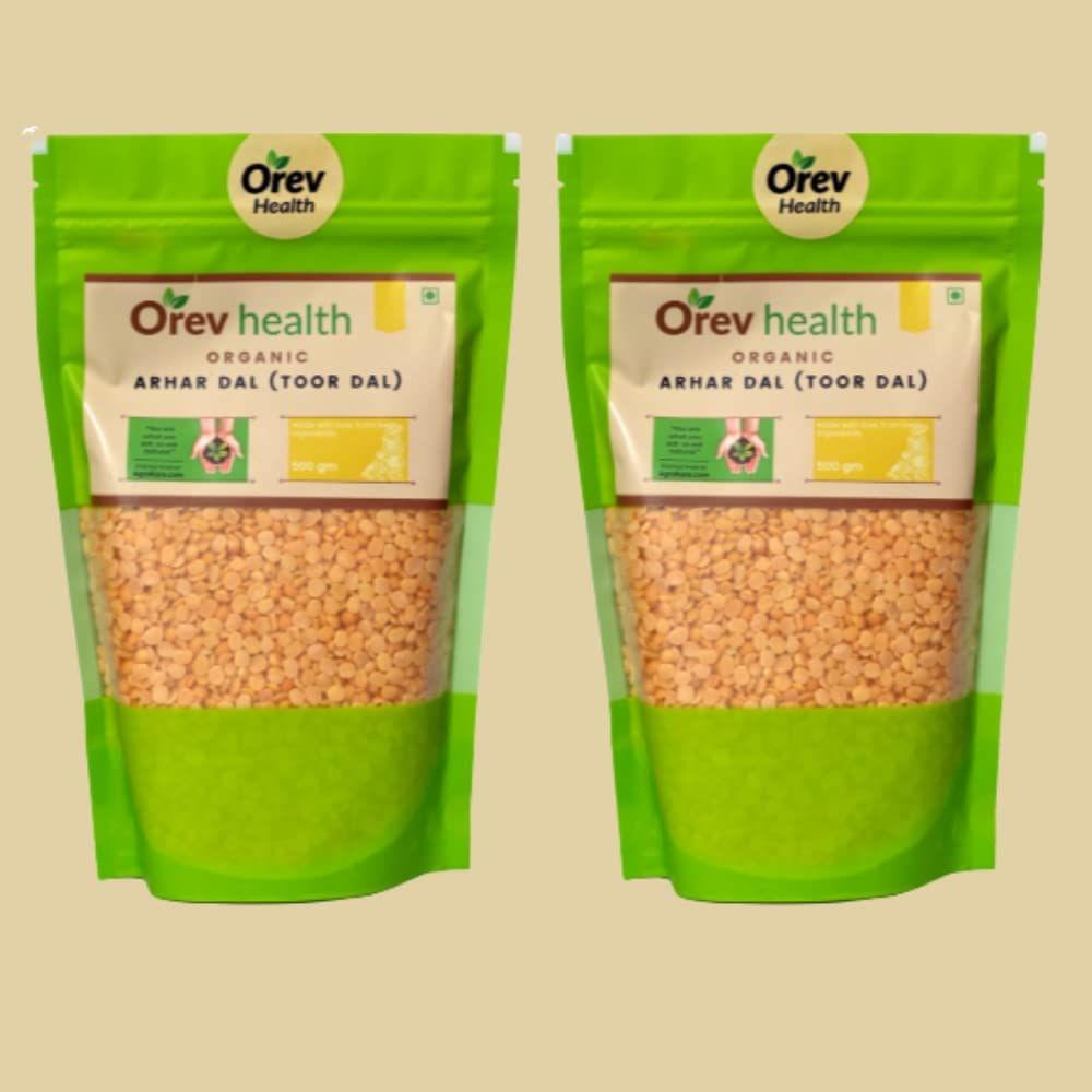 Orev Health Organic Arhar Dal Toor Dal 1Kg (Pack of 2x500gm)