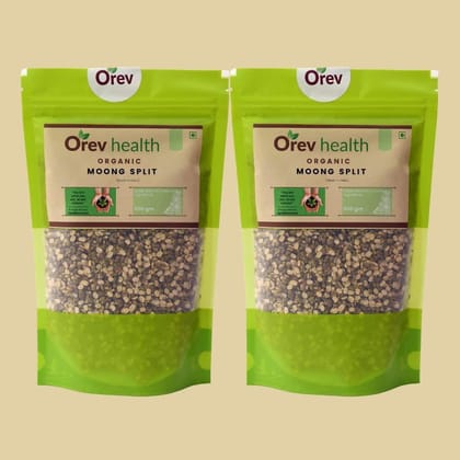 Orev Health Organic Moong Dal Split 1 kg - Pack of 2x500gm