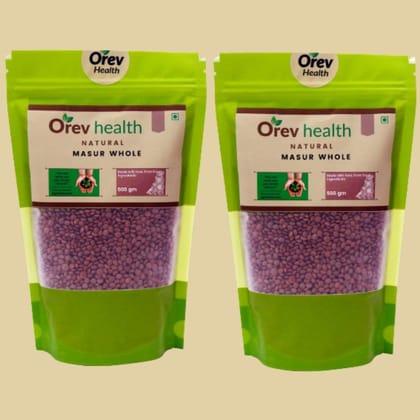 Orev Health Organic Masoor Whole 1 Kg (Pack of 2x500gm)