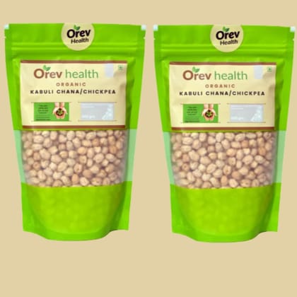 Orev Health Organic Kabuli Chana Chickpea 1Kg - Pack of 2x500gm