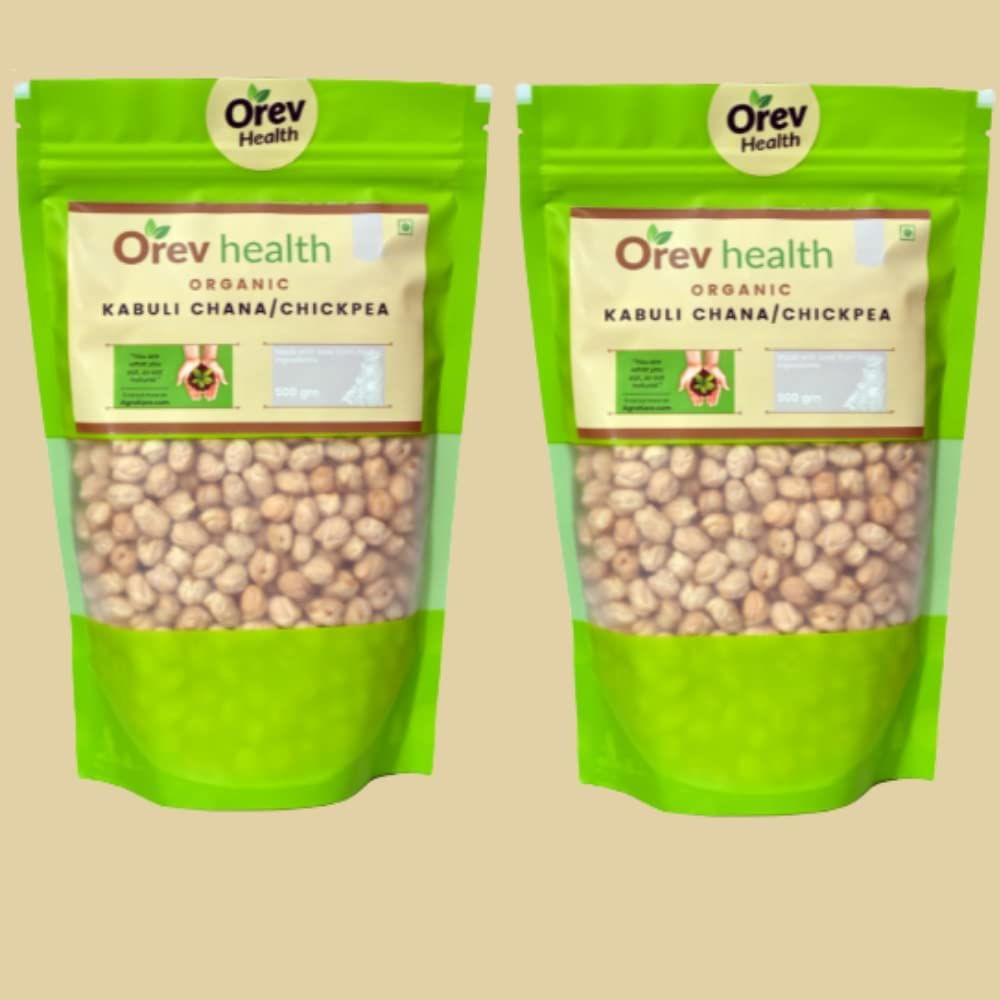 Orev Health Organic Kabuli Chana Chickpea 1Kg - Pack of 2x500gm