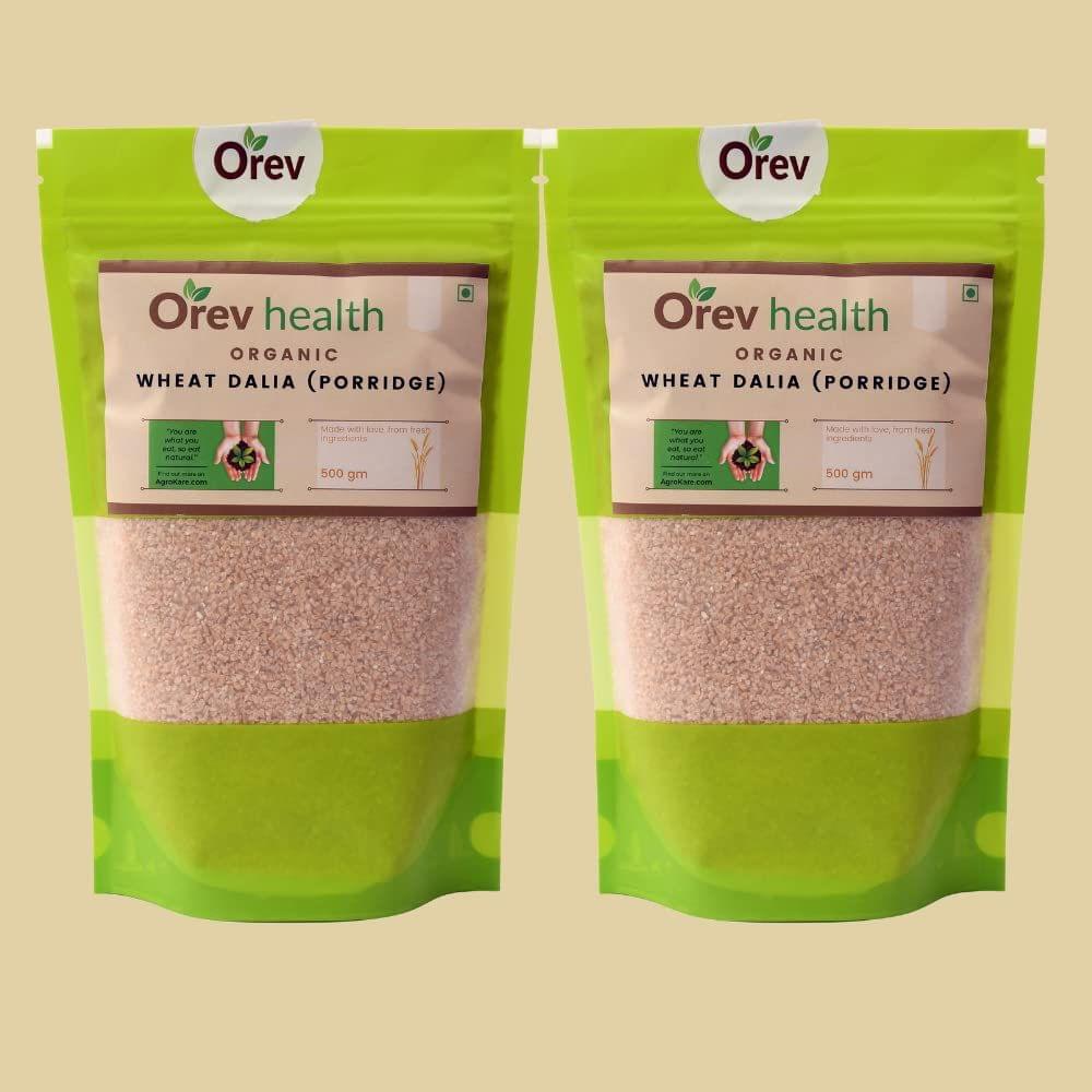 Orev Health Organic Wheat Dalia 1 kg (Pack of 2x500gm)