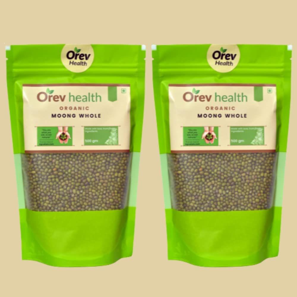 Orev Health Organic Moong Dal Whole 1Kg (Pack of 2x500gm)