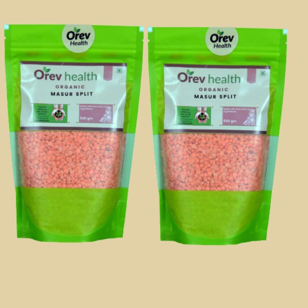 Orev Health Organic Masoor Split 1 kg (Pack of 2x500gm)