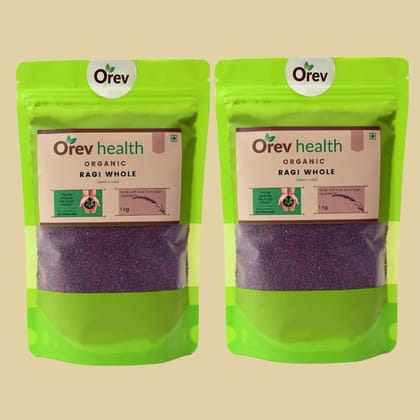 Orev Health Organic Ragi Whole - 2Kg (1Kg * 2pack)