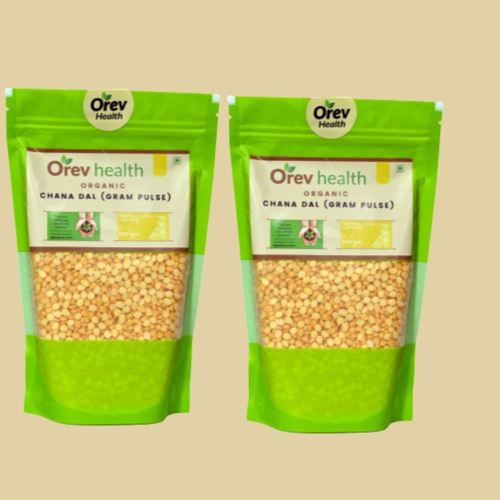 Orev Health Organic Chana Dal 1Kg (Pack of 2x500gm)