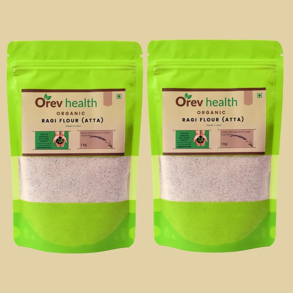 Orev Health Organic Ragi Flour - 2Kg (1Kg * 2pack)