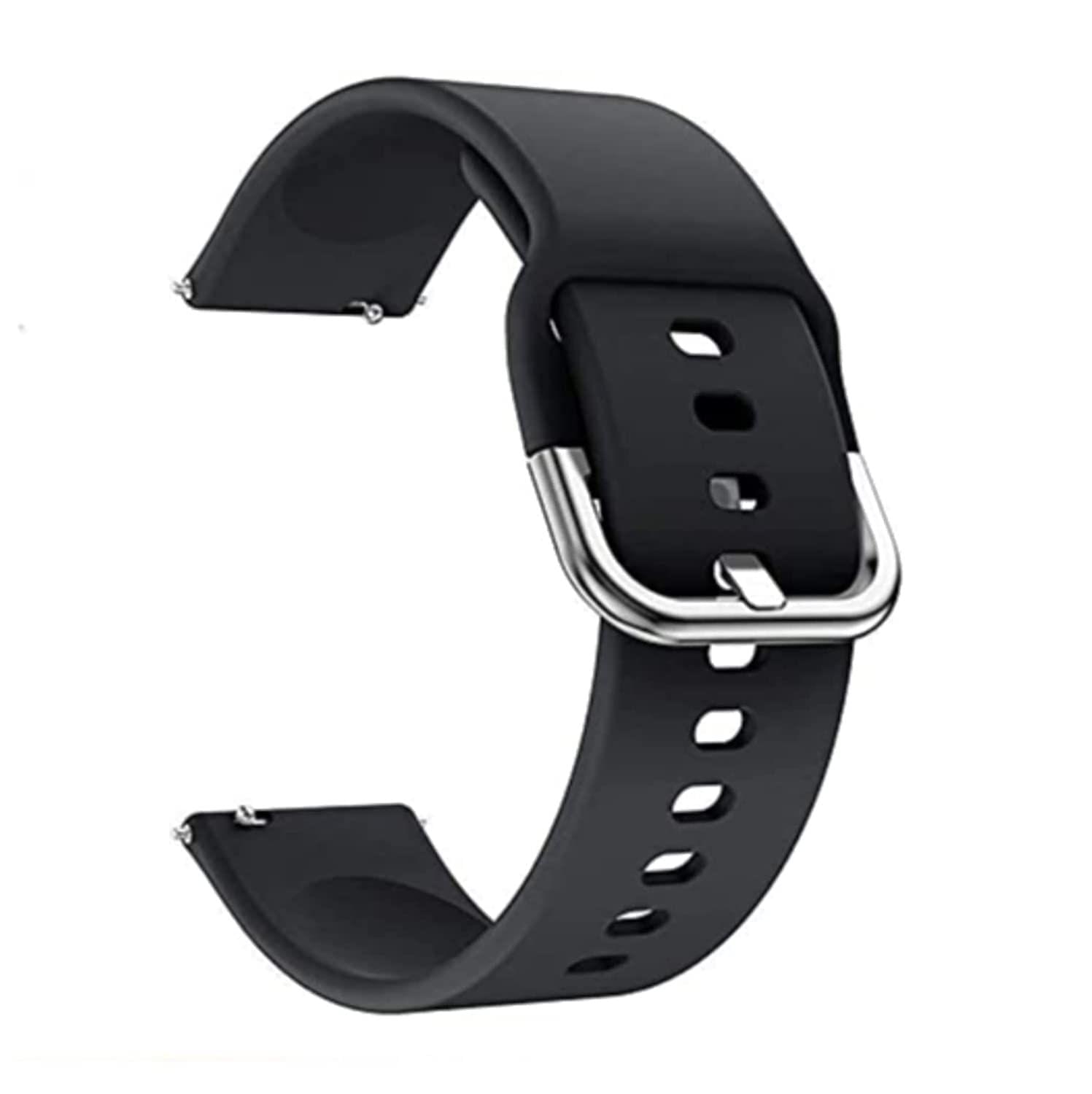 20 MM Smart Watch Band WS101 compatible with DIZO Watch 2/ColorFit Brio/Qube 20 mm Silicone Watch Strap (Black)