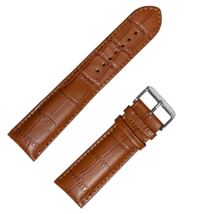 Exelent Half-Padded, Croco Design Leather Watch Strap Perfect For ''TISSOT'' Watches Tan 24 MM