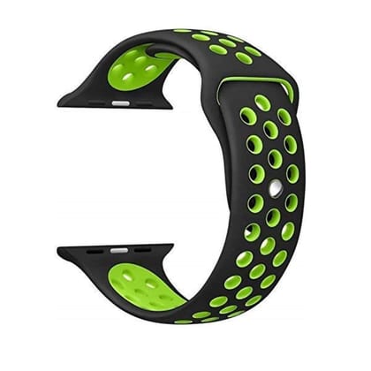 Exelent Smart Watch Strap Compatible For smart Watch Straps 45mm 44mm 42mm, Soft Silicone Sports Wristband for iWatch Series 7/6/5/4/3/2/1/SE (Watch Not Included) (BLACK-GREEN)