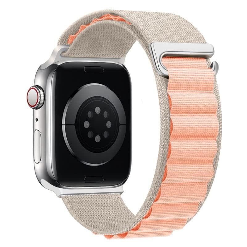 Alpine Loop Band for Apple Watch Strap 42mm 44mm 45mm 49mm Nylon Strap Woven Loop With Metal G?Hook Sport Strap Compatible for iWatch Band Series Ultra 8 7 6 5 4 3 2 1 SE (Pink-White)