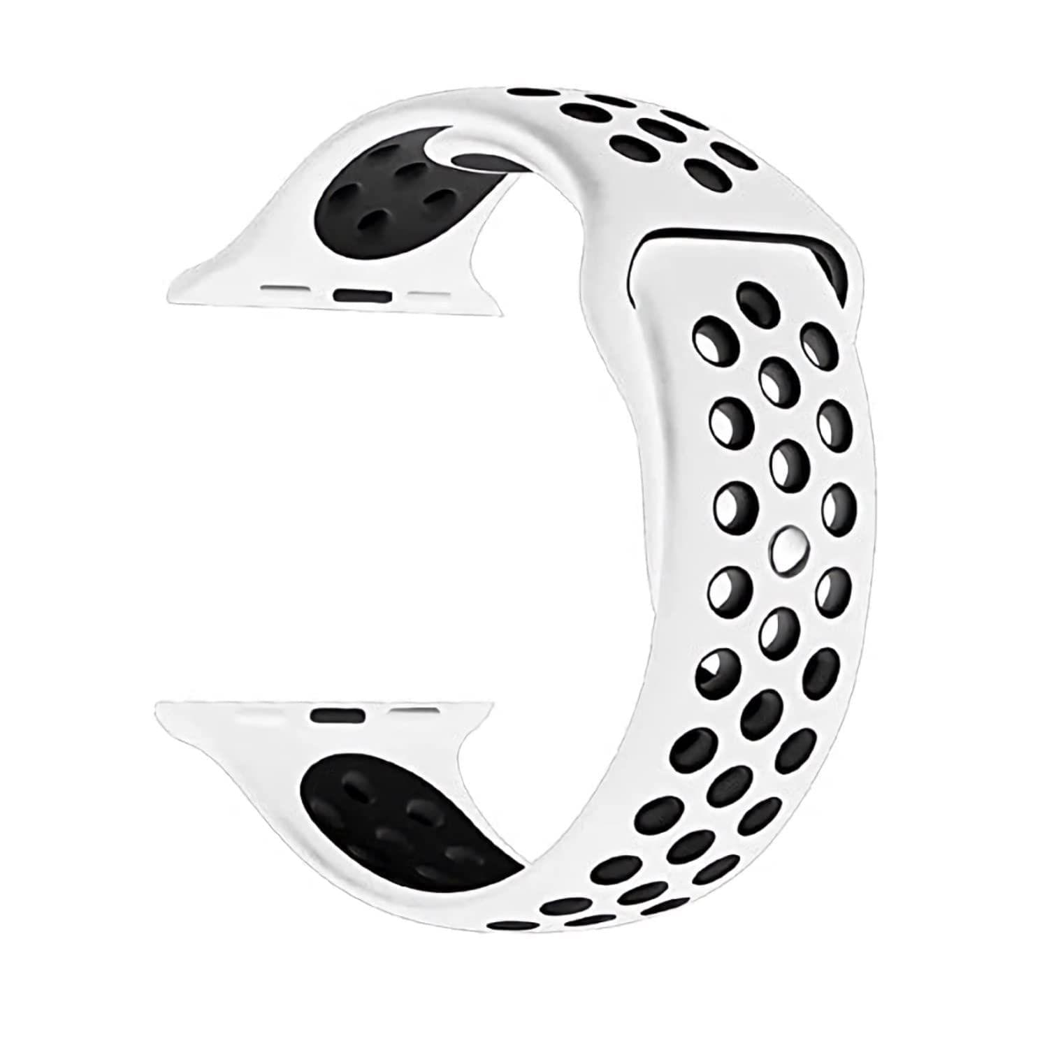 Exelent Sports Band Soft Silicone Sport Wristband Compatible with Apple Watch iWatch Bands 42mm 44mm & 45mm Soft Silicone Strap White