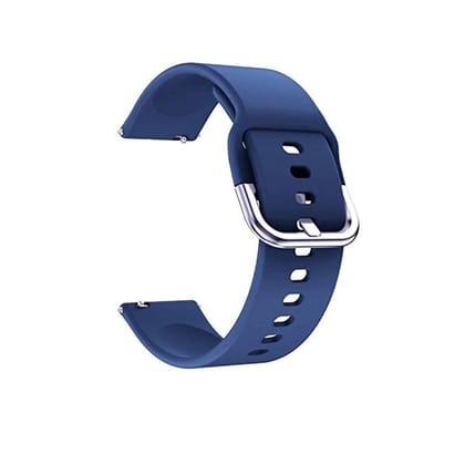 Exelent Silicone 19mm Replacement Band Strap with Metal Buckle Compatible with Smart Watch Navy Blue