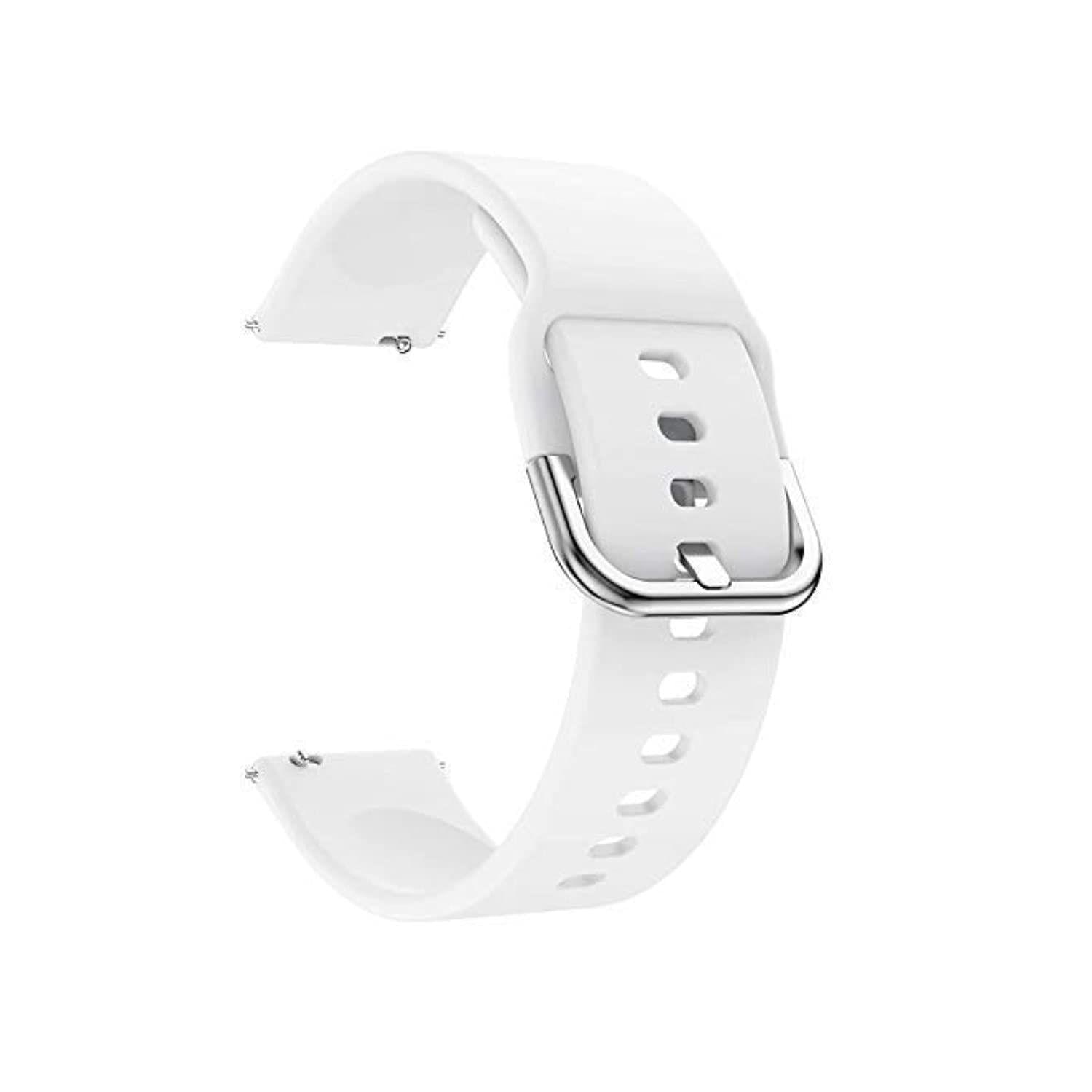 Exelent Silicone 19mm Replacement Band Strap with Metal Buckle Compatible with Smart Watch White