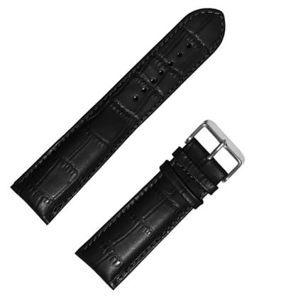 Exelent Half-Padded, Croco Design Leather Watch Strap Perfect For ''TISSOT'' Watches Black 22 MM