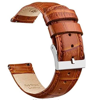 Exelent Textured Leather 22mm Strap Compatible with Watches with 22mm Lugs-Tan
