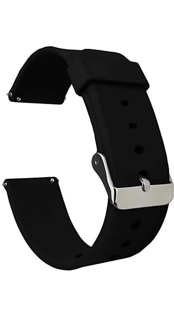 Exelent Watch Strap Soft Silicone 18 MM Watch Strap with Metal Buckle Compatible with Fossil Q Venture Gen 3 / Q Venture HR Gen 4 / Vivoactive 4S / Vivomove 3S & Other Watches (Watch not Included) Black (18MM)