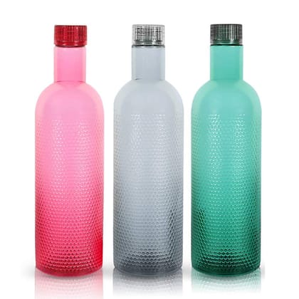 HYFIC H2O Plastic Water Bottle | Set of 3 | Office Bottle | Gym Bottle | Home | Kitchen | 1litre, Assorted