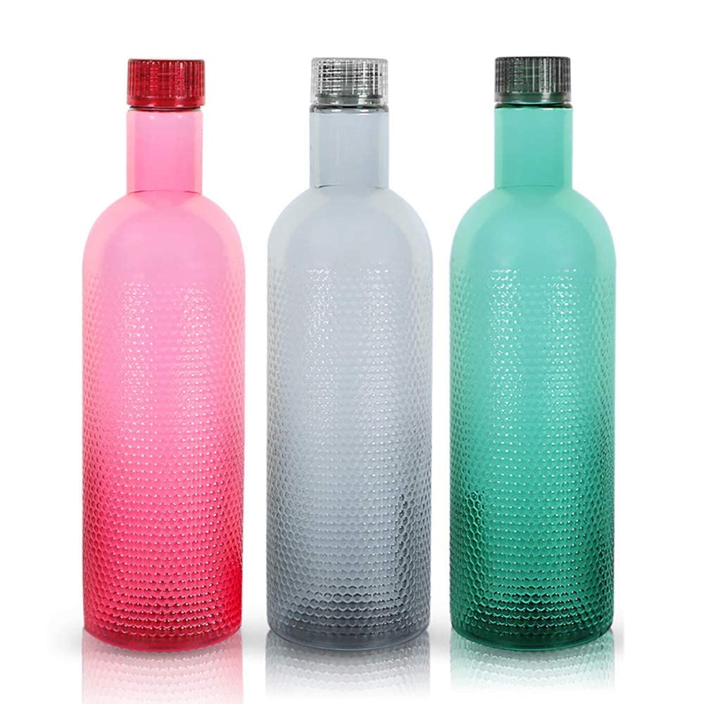 HYFIC H2O Plastic Water Bottle | Set of 3 | Office Bottle | Gym Bottle | Home | Kitchen | 1litre, Assorted