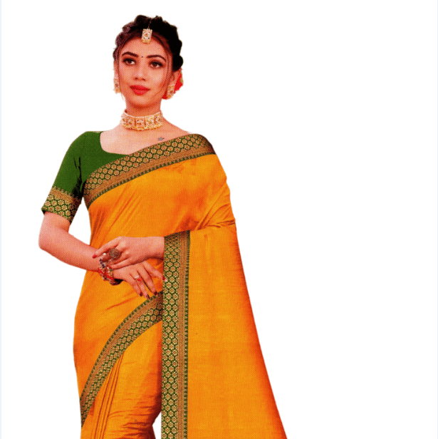 Badal Fashion Women's Banarasi Chiffon Silk Saree For Women With Unistected Blouse Piee Free Size Yellow Color (Pack Of 1)