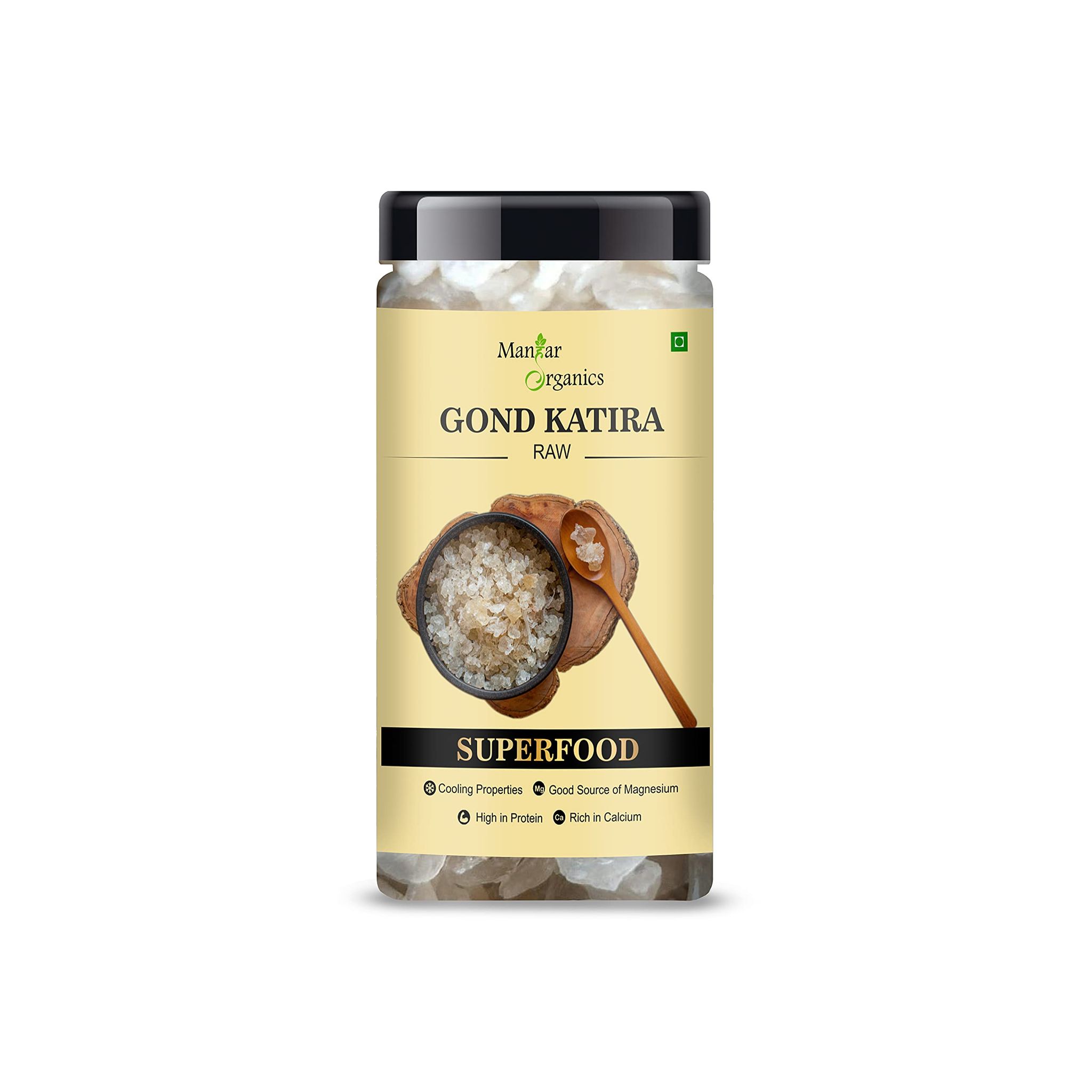 ManHar Organics Gond Katira Pure Organic 150gm jar |Tragacanth Gum| Edible Gum (Tasteless, 150gm)