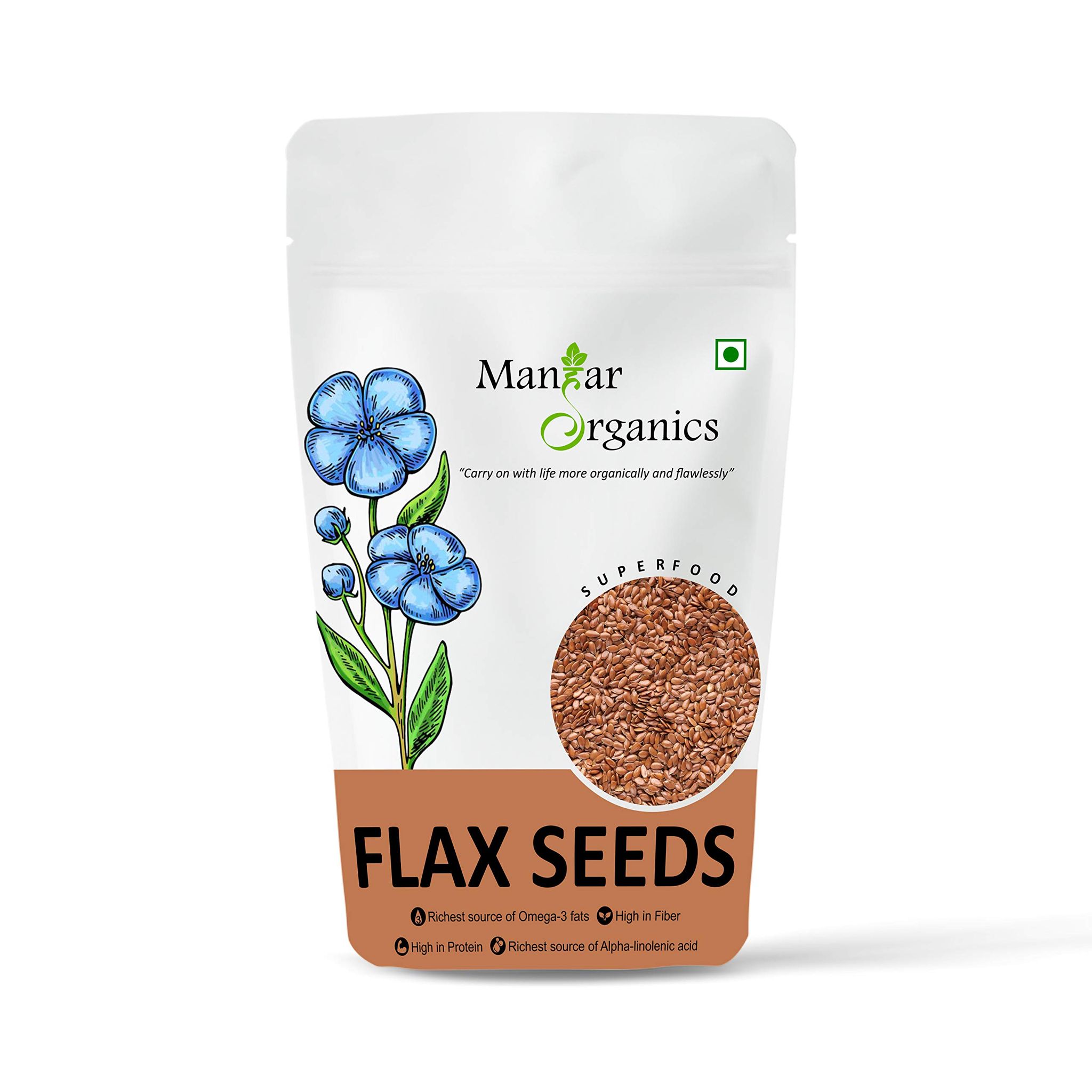 ManHar Organics Raw Flax Seeds 500gm - Alsi Seeds for Weight Loss, Diet Food