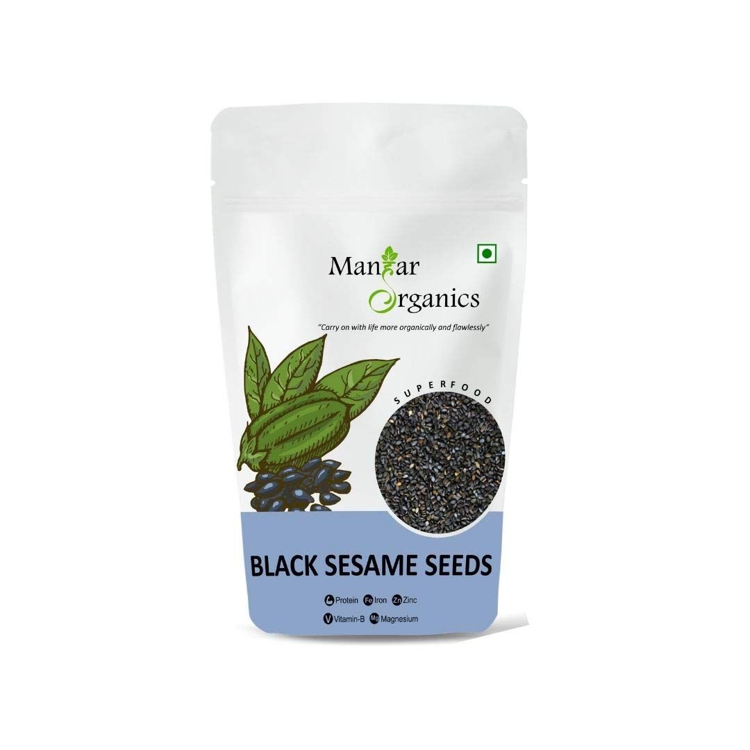 ManHar Organics Raw Black Sesame Seeds 1kg for eating - Kale Til/Black Til