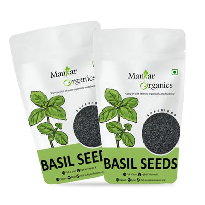 ManHar Organics Raw Basil Seeds 2kg for Weight management ( pack of 2, 1kg each )