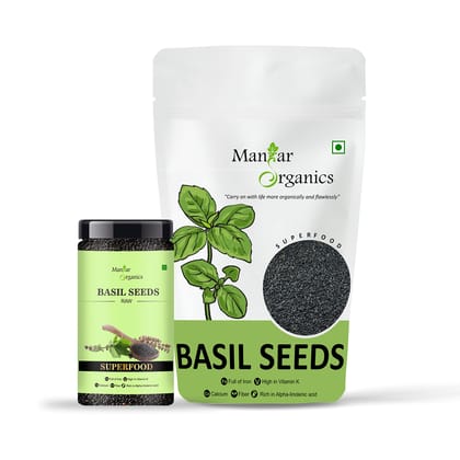 ManHar Organics Raw Basil Seeds 1550g for Weight management ( pack of 2, 1550g each ) (Basil, 1550)