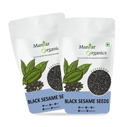 ManHar Organics Raw Black Sesame Seeds/Kale Til/Black Til 2kg ( Pack of 2, 1kg each )