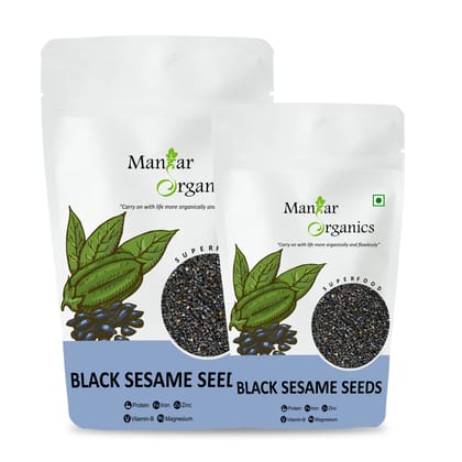 ManHar Organics Raw Black Sesame Seeds/Kale Til/Black Til 750gm ( pack of 2, 500gm + 250gm )