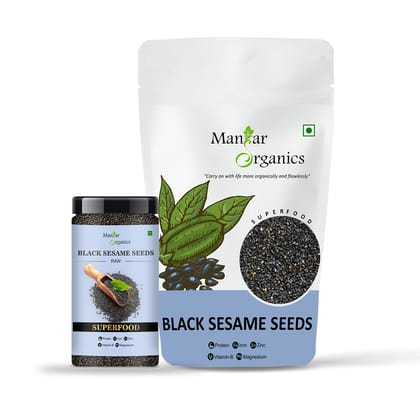 ManHar Organics Raw Black Sesame Seeds/Kale Til/Black Til 750gm ( pack of 2) (Black sesame, 1550)